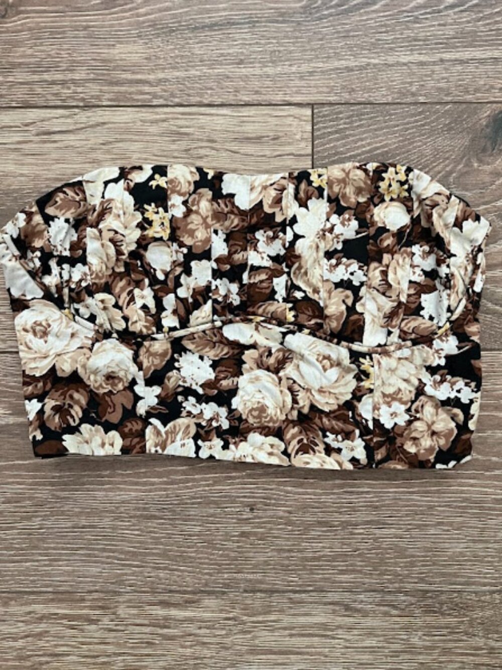 Abercrombie & Fitch Brown White Strapless Tube Top Crop Top Size Small